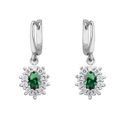 Cercei argint cu tortita si piatra verde DiAmanti Z1099DER_G-DIA (Argint 925‰ 4,5 g.)